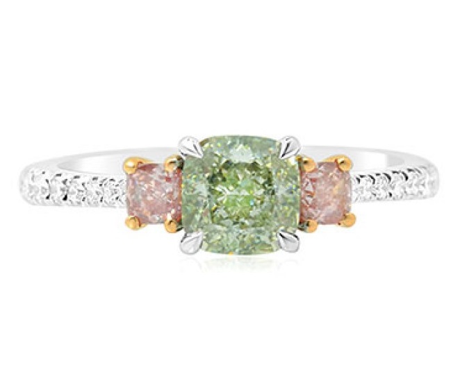 LEIBISH Green and Pink diamond ring